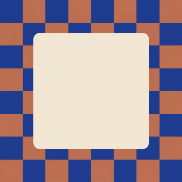 Checker in kobalt en terracotta