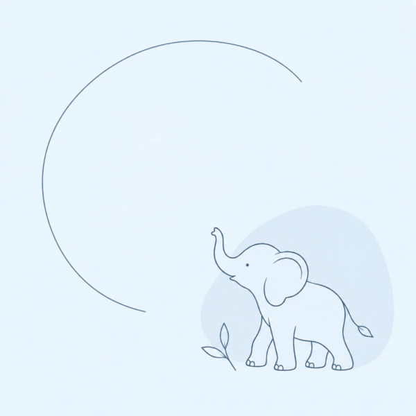 Olifant in poederblauw