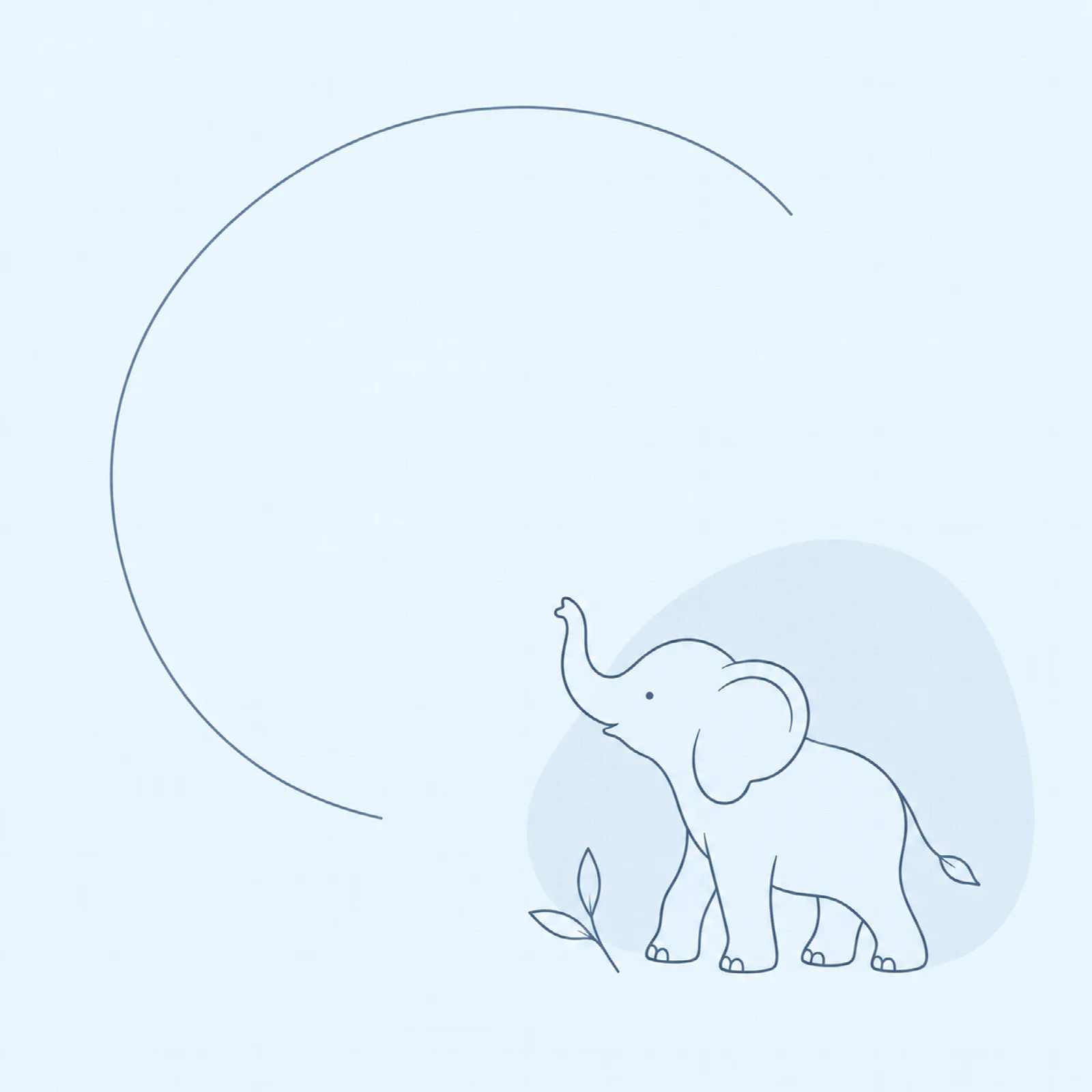 Olifant in poederblauw